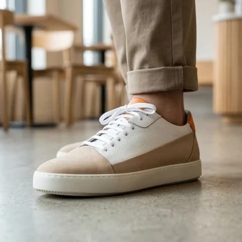 AI-generated lifestyle photo of trendy sneakers showcasing unique product photography for Shopify dropshipping stores